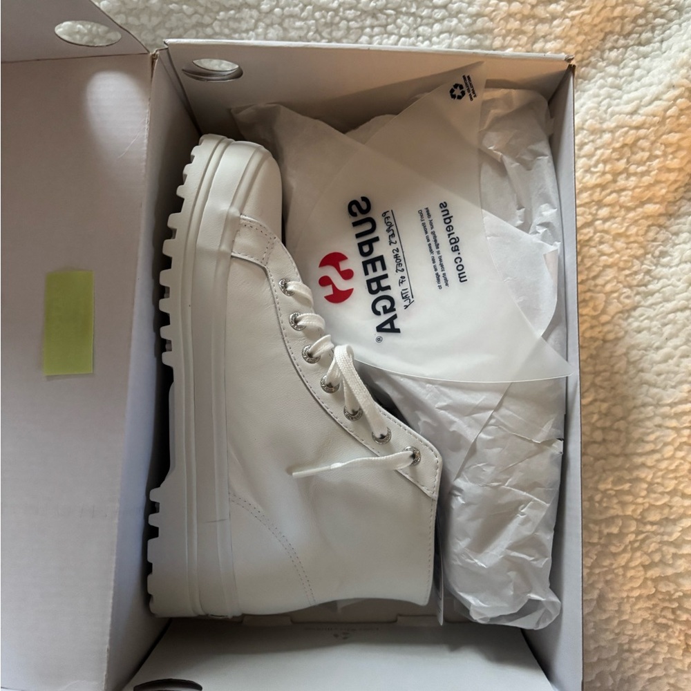 Superga White Alpina Nappa Ankle Boot Sneakers